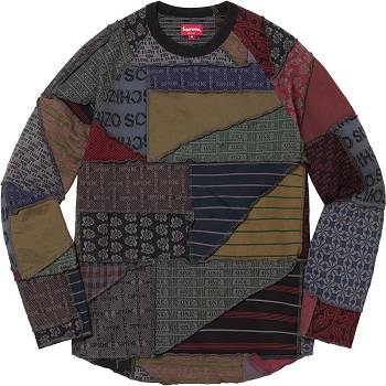 Black / Multicolor Supreme Patchwork Jacquard L/S Top Sweaters | NZ325QZ