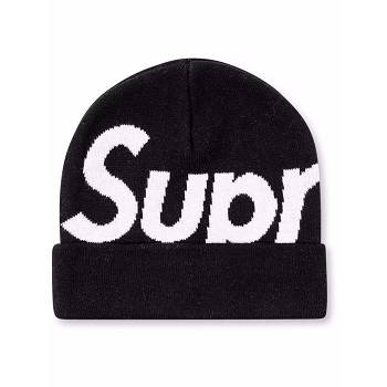Black Supreme Big Logo Beanie Hats | NZ111XF