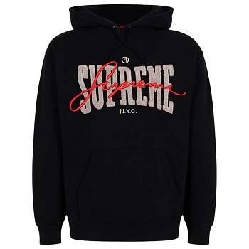Black Supreme Embroide Chenilles Hoodie | NZ483EX