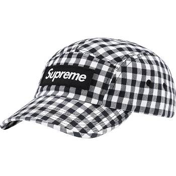 Black Supreme Gingham Camp Cap Hats | NZ116MA