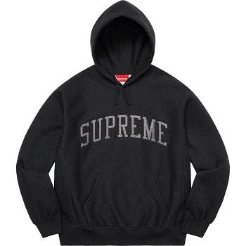 Black Supreme Glitter Arc Hooded Sweatshirts | NZ298MA