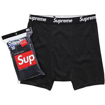 Black Supreme Hanes® Boxer Briefs (4 Pack) Underwear | NZ102SO