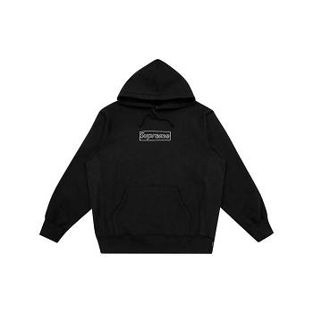 Black Supreme Kaws Chalk Logo Hoodie | NZ478BC