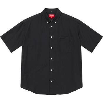 Black Supreme Loose Fit S/S Oxford Shirts | NZ384IS