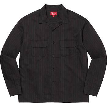 Black Supreme Pinstripe Linen Shirts | NZ374BC