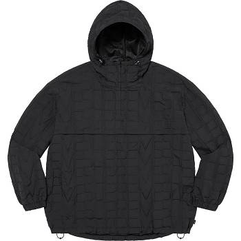 Black Supreme Repeat Stitch Anorak Jackets | NZ442FM