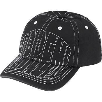 Black Supreme Visor Stitch 6-Panel Hats | NZ124IS