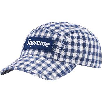Blue Supreme Gingham Camp Cap Hats | NZ115NB