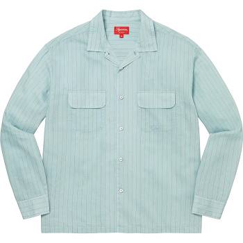 Blue Supreme Pinstripe Linen Shirts | NZ373VD