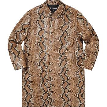 Brown Supreme Leather Snake Trench Jackets | NZ452BC