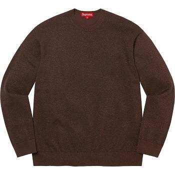 Brown Supreme Metallic L/S Top Sweaters | NZ332IS