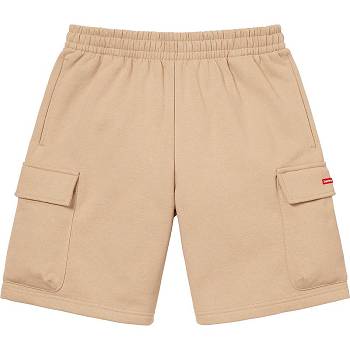 Brown Supreme Small Box Baggy Cargo Sweat Shorts | NZ366HK