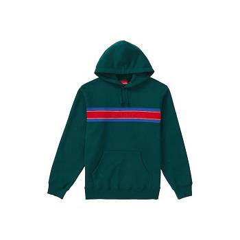 Green Supreme Chest Stripe Logo Hooded Sweatshirts | NZ270BC