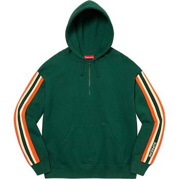 Green Supreme Half Zip Hooded Sweatshirts | NZ291LH
