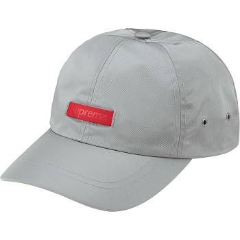 Grey Supreme Leather Patch 6-Panel Hats | NZ119EX