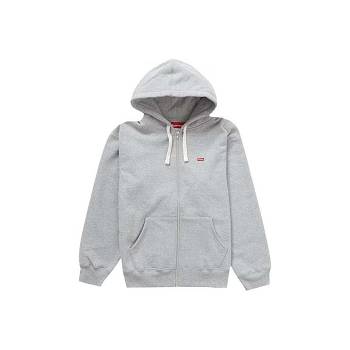 Grey Supreme Small Box Drawcord Zip Up Hooded Sweatshirts | NZ259DN