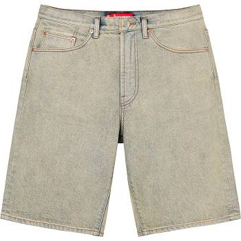 Khaki Supreme Baggy Denim Shorts | NZ357UT