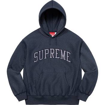 Navy Supreme Glitter Arc Hooded Sweatshirts | NZ295VD