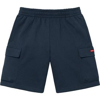 Navy Supreme Small Box Baggy Cargo Sweat Shorts | NZ371XF