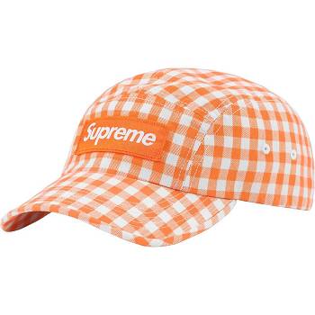 Orange Supreme Gingham Camp Cap Hats | NZ118WY
