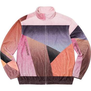 Pink Supreme Geo Velour Track Jackets | NZ451VD