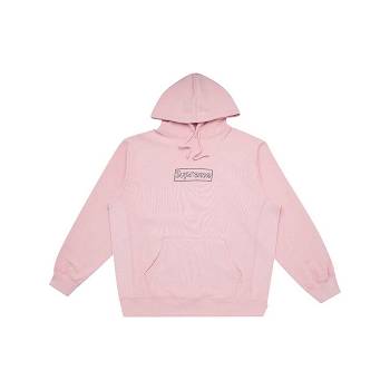 Pink Supreme Kaws Chalk Real Hoodie | NZ477VD