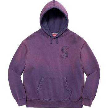 Purple Supreme Overdyed S Logo Hooded Sweatshirts | NZ276RW