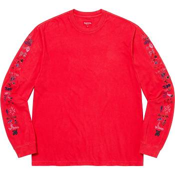 Red Supreme AOI Icons L/S Top Sweaters | NZ314HK