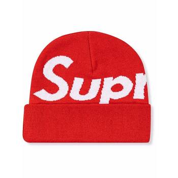 Red Supreme Big Logo Beanie Hats | NZ113VD