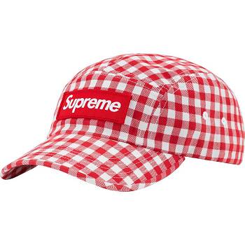 Red Supreme Gingham Camp Cap Hats | NZ114BC