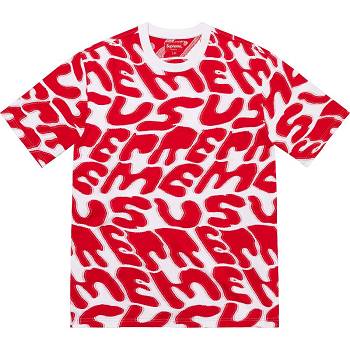White / Red Supreme Stacked Intarsia S/S Top Sweaters | NZ311DN