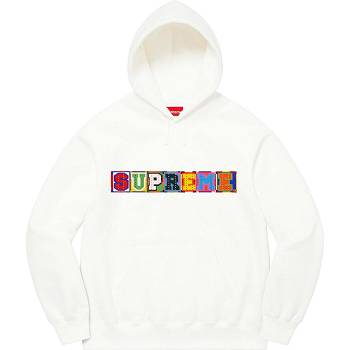 White Supreme Beaded Hooded Sweatshirts | NZ272MA