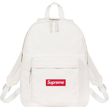 White Supreme Canvas Backpack Bags | NZ165VD