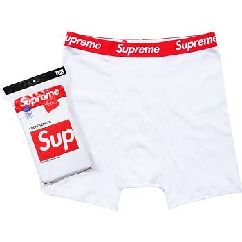 White Supreme Hanes® Boxer Briefs (4 Pack) Underwear | NZ101AP