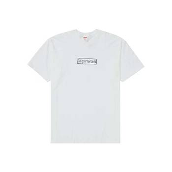 White Supreme Kaws Chalk Logo T Shirts | NZ197EX