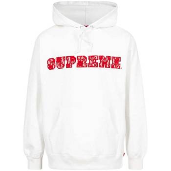 White Supreme Lace Detail Logo Hoodie | NZ475XF
