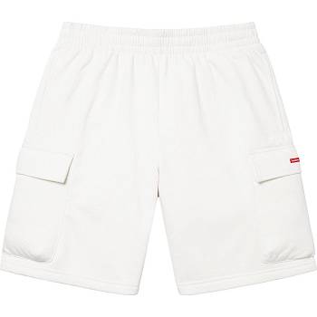 White Supreme Small Box Baggy Cargo Sweat Shorts | NZ368KI